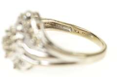 10K White Gold Diamond Encrusted Cluster Bypass Statement Ring