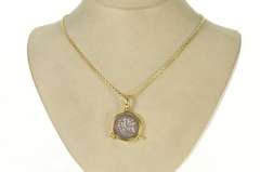 18K Yellow Gold Designer Ancient Roman Coin Statement Pendant