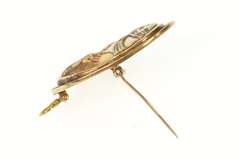 10K Yellow Gold Oval Ornate Carved Lady Cameo Filigree Pendant/Pin