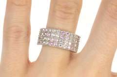 10K White Gold Pave Pink & White Cubic Zirconia Band Ring