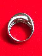 LADIES OVERLAP DIAMOND BURST RING. 14K WHITE GOLD