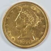 Scarce Near Mint 1893-S $5 Liberty Gold Piece. Nice!