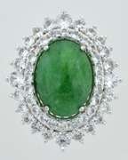 Fabulous Emerald & White Sapphire Ring in Sterling Silver