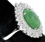 Shimmering Emerald & White Sapphire Ring in Sterling Silver