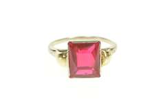14K White Gold Two Tone Emerald Syn. Ruby Statement Ring
