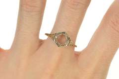 18K White Gold Art Deco Etched Filigree Engagement Setting Ring