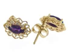 Elegant Marquise Amethyst & Diamond Accent Earrings
