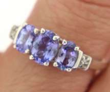 Sterling Silver Triple Blue Tanzanite Ring
