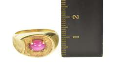 14K Yellow Gold 1960's Retro Lindy Star Ruby Men's Statement Ring