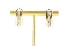 14K Yellow Gold Graduated Cubic Zirconia Squared French Clip Earrings