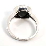 Fashionable Black Agate Ring in 14K White Gold