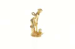 14K Yellow Gold 1960's Retro 3D Golfer Lady Pearl Charm/Pendant