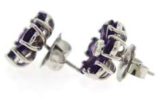 Terrific Amethyst & Diamond Flower Earrings in 18K