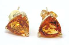 Great Yellow Gold Citrine Trillion Stud Earrings
