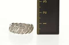 10K White Gold 0.70 Ctw Diamond Striped Statement Band Ring