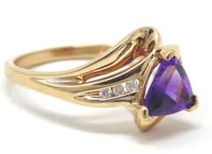 Stunning Trillion Amethyst & Diamond Ring