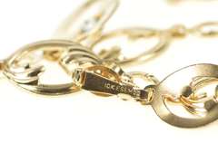 10K Yellow Gold Blue Topaz Wave Oval Design Statement Chain Bracelet