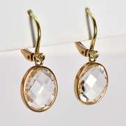 Tasteful White Quartz Earrings in 14K Yellow Gold