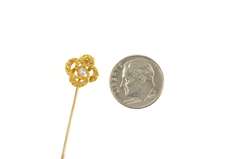 14K Yellow Gold Victorian Ornate Scrollwork Knot Diamond Stick Pin