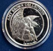 1 OZ .999 PURE SILVER PROOF COLORIZED AMY BROWN COA ROUND LADY OF THE FOREST