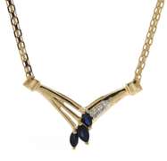 Stunning Yellow Gold Blue Sapphire and Diamond Necklace