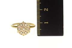 10K Yellow Gold Round Cluster Retro Raised Statement Ring