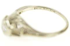 14K White Gold Art Deco Ornate Diamond Filigree Engagement Ring