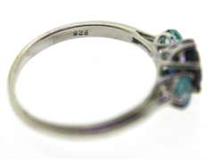 Sterling Silver Opal And Pink Saphires Ring