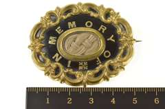 Gold Filled In Memory Woven Hair Victorian Mourning Pendant/Pin