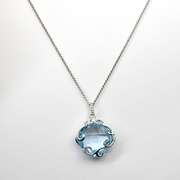 Wistful Blue Topaz & Diamond 14K WG Pendant