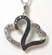 Sterling Silver White & Black Diamond Necklace