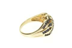 10K Yellow Gold Braid Channel Sapphire Twist Wavy Statement Ring