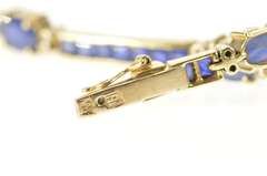 14K Yellow Gold Oval Princess Sapphire Diamond Accent Bracelet