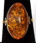 Sterling Silver Vermeil Amber Ring