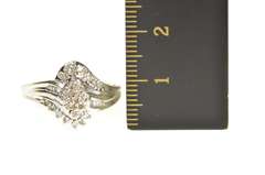 10K White Gold Diamond Encrusted Cluster Bypass Statement Ring