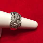 LADIES 14K WHITE GOLD AND DIAMOND WEAVE DESIGN RING