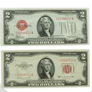 Two Star $ 2 US Notes 1928 D & 1953B Gem Uncirculated