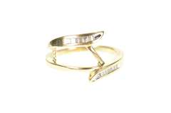 10K Yellow Gold Diamond Bypass Wrap Wedding Guard Band Ring