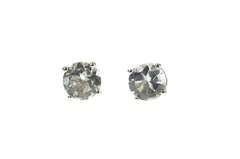 14K White Gold Classic Solitaire Round Cubic Zirconia Stud Earrings