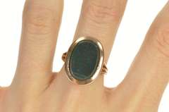 14K Yellow Gold Bloodstone 1960's Retro Statement Cocktail Ring