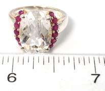 Sterling Silver Checker Board Quartz and Spinel Ring