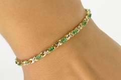 14K Yellow Gold Marquise Emerald Diamond X Link Tennis Bracelet