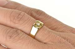 14K Yellow Gold 1960's Men's Diamond Deep Inset Wedding Ring