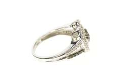 10K White Gold Pave Black & White Diamond Encrusted Heart Ring