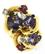 Pretty Tanzanite, Pink Tourmaline and Diamond Ring