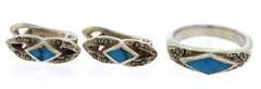 Sterling Silver Turquoise Ring and Earrings