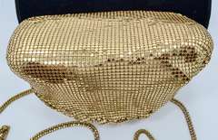 Elegant Whiting & Davis Int'l Gold Tone Metal Mesh Purse, Bell Shape