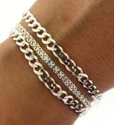 Sterling Silver Italian Three Bracelet Stack