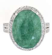 Captivating Emerald & White Sapphire Ring in Sterling Silver