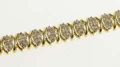 10K Yellow Gold 4.00 Ctw Diamond Cluster X Link Tennis Bracelet